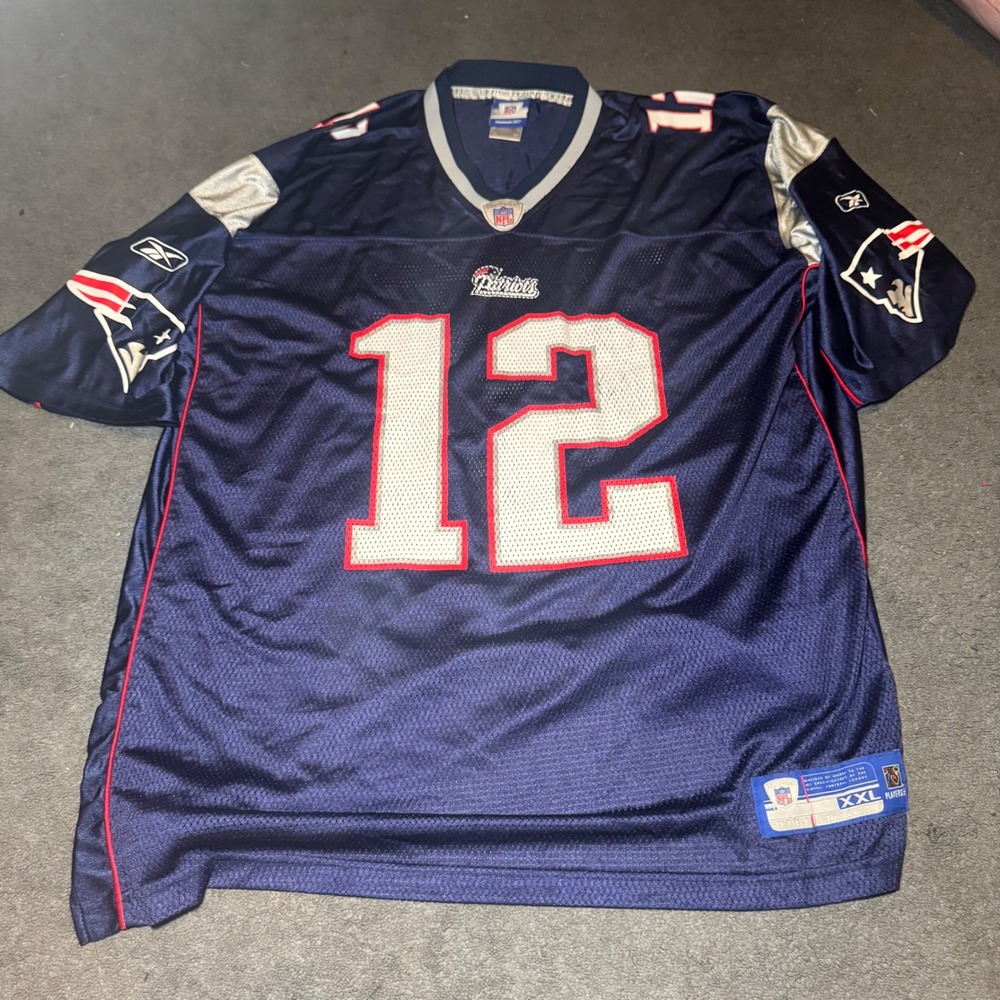 Reebok NFL Tom Brady New England Patriots Jersey Navy Blue XXL 12 Mesh